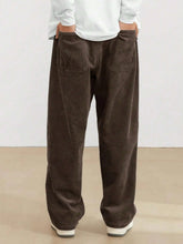 Coffee Brown Korean Casual Regular Fit Corduroy Trouser